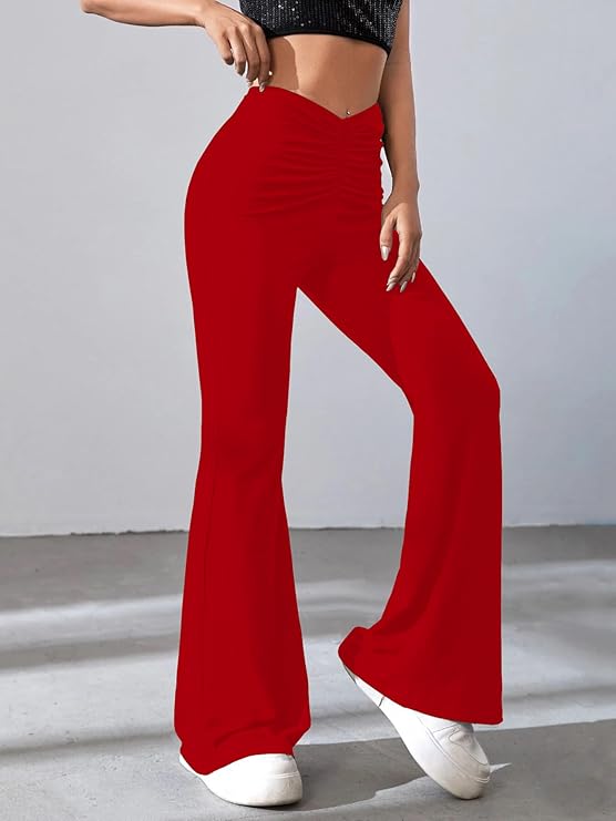 Women's Solid Gathering Front Skinny Trousers, Pant for Women