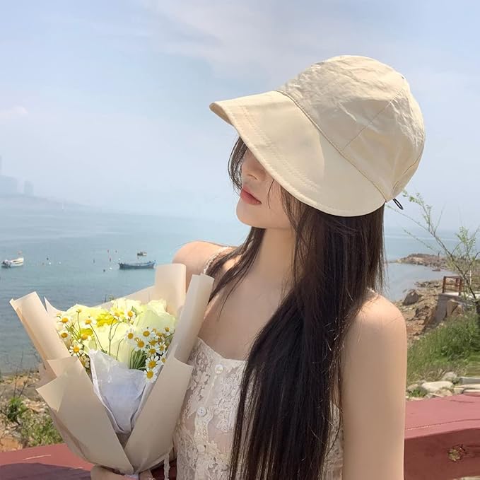 Bucket Hat for Women Sun Protection Wide Brim Beach Hat Sun Hats for Women Fashion Lightweight Quick Dry Summer Cap for Beach, Cycling, Travel - Adjustable Drawstring Closure