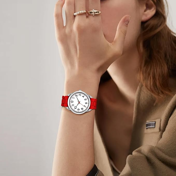 36MM Women's Watch - Comfortable Silicone Band, 3ATM Water Resistant, Scratch Resistant, Accurate Japanese Quartz - Stylish & Reliable,Women's Wrists Large Face Watch Easy to Read