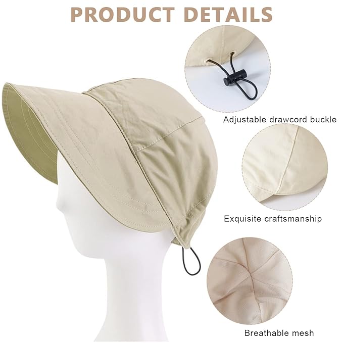 Bucket Hat for Women Sun Protection Wide Brim Beach Hat Sun Hats for Women Fashion Lightweight Quick Dry Summer Cap for Beach, Cycling, Travel - Adjustable Drawstring Closure
