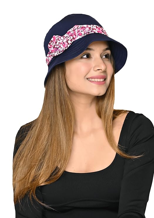 Bamboo Viscose Nadora Bucket Hat with 2 Printed Headbands for Womens