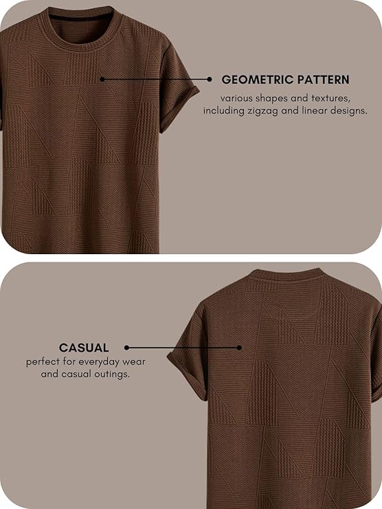 T Shirt for Men Cotton | Textured Oversized Fit Men t-Shirt | Round Neck Half Sleeve Men t-Shirt