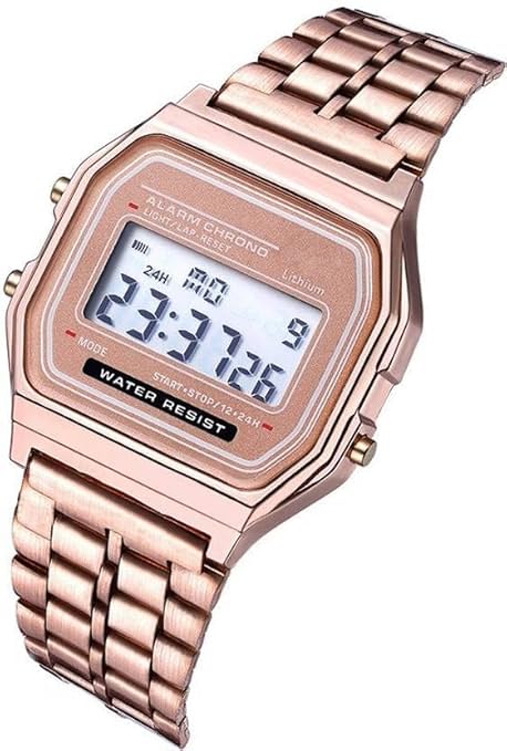 Digital Square Dial Vintage Unisex Wrist Watch for Men