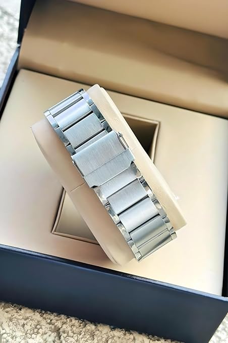 Minimalist Eddy Square Dial Men's Watch with Stainless Steel Strap