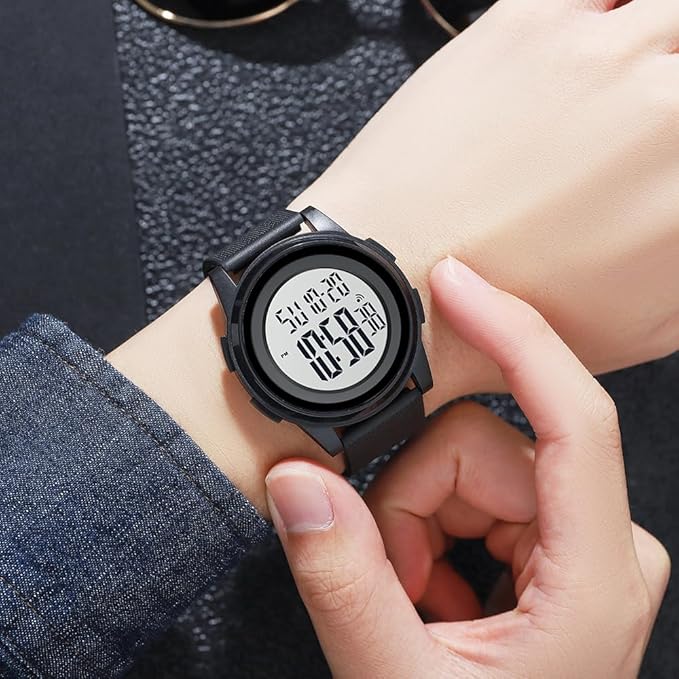 Polyurethane Men Digital Sports Watch, Ultra-Thin Military Waterproof Wrist Watches for Men