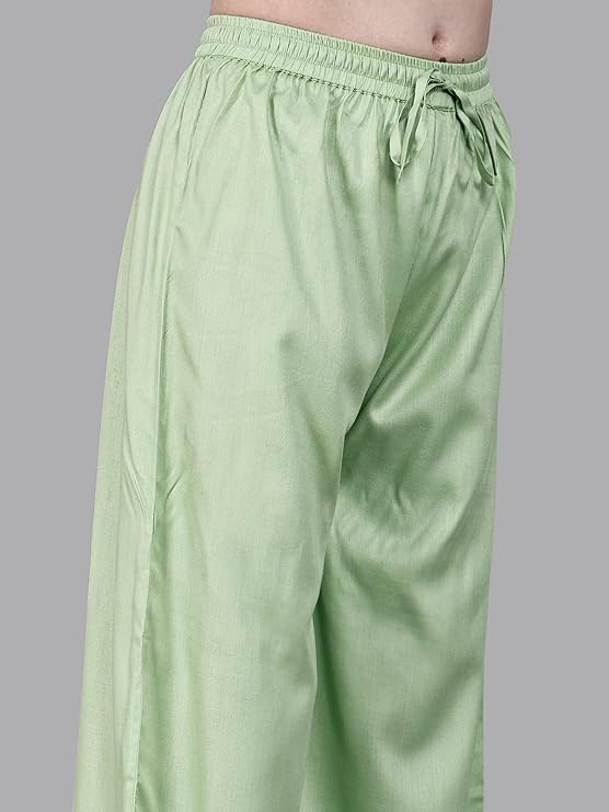 Women's and Girls Viscose Rayon Regular Fit Palazzo Pants Mint Green