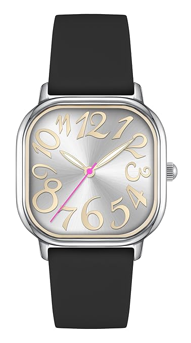 Women's Waterproof Watch, Stylish Silicone Strap for Women's Wrists 5IN-7IN, Large 32MM Dial with Easy-to-Read Arabic Numerals