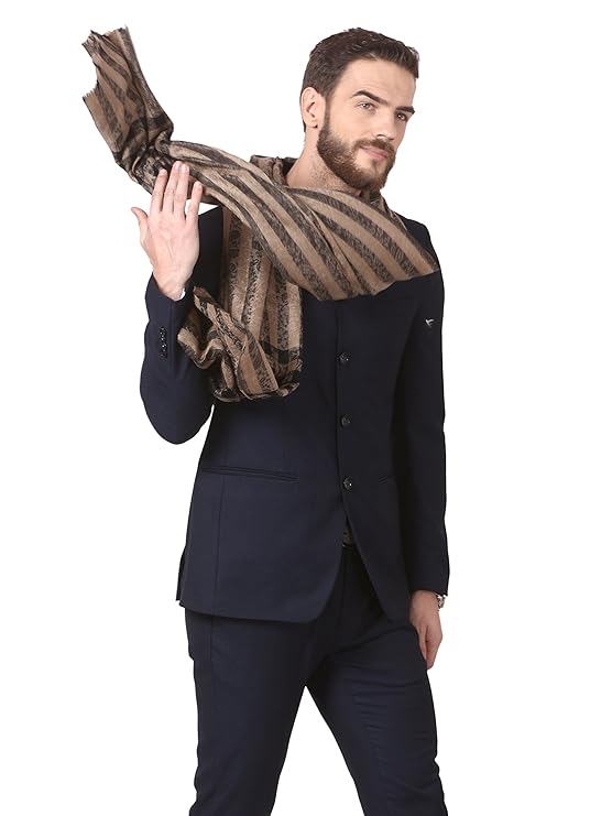 Mens Wool Stole, Check-Stipe Design, Mens Muffler
