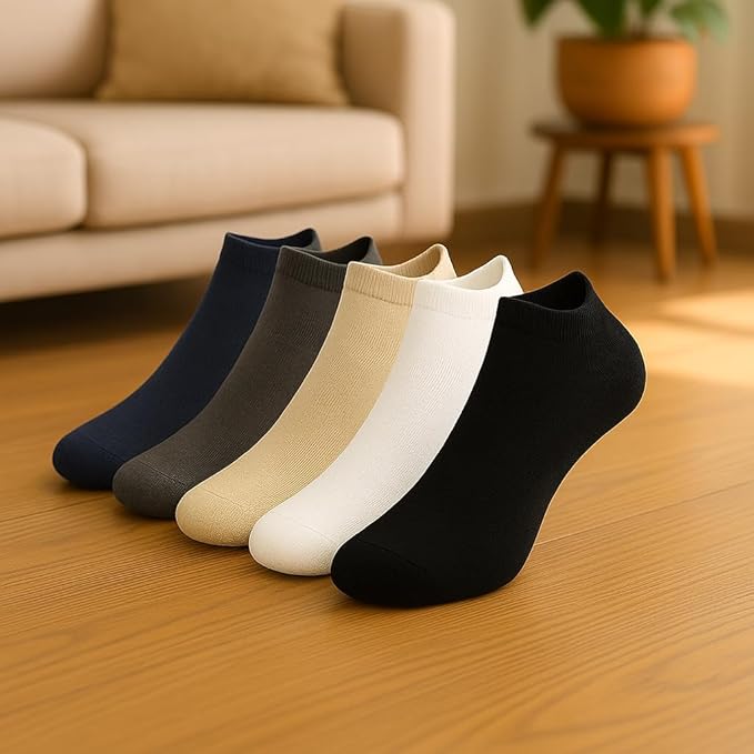 Unisex Cotton Men And Women Solid Ankle Length Multicolor Socks