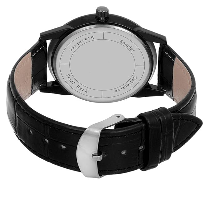 Attractive Lighting ColouredBlack Dial and Strap Analog Watch for Men