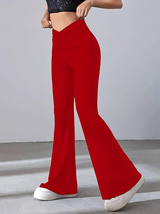 Women's Solid Gathering Front Skinny Trousers, Pant for Women