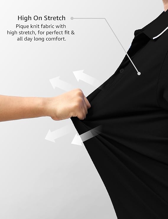 Men's Cotton Stretch Solid Polo T-Shirt