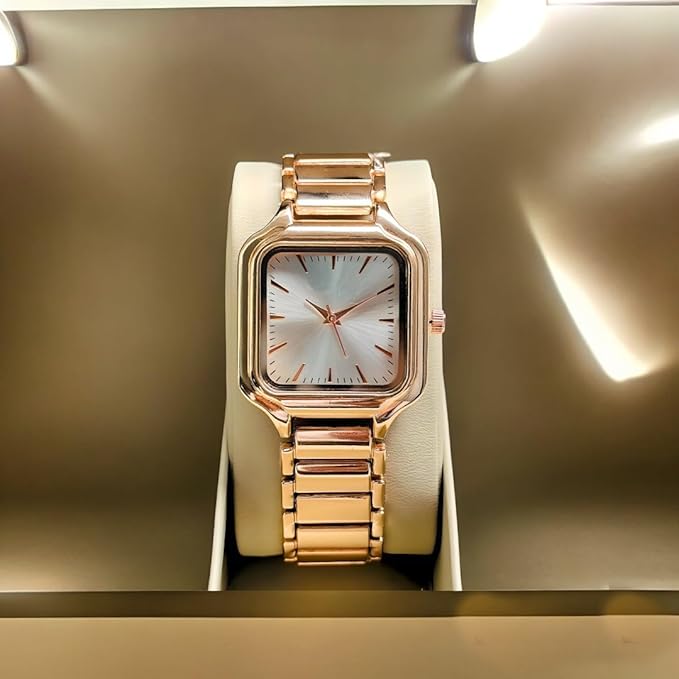 Newly Arrived Women Stainless Steel Casual Watch Embossed Sqaure Dial Women's Watch