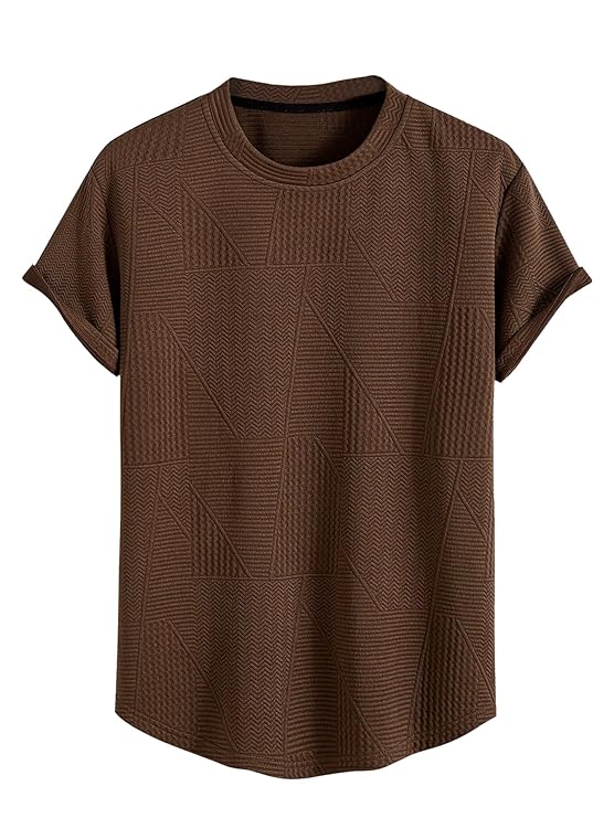 T Shirt for Men Cotton | Textured Oversized Fit Men t-Shirt | Round Neck Half Sleeve Men t-Shirt