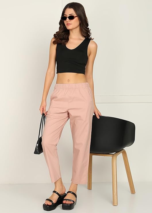 lothing Women's Cotton Relaxed Ankle Pants