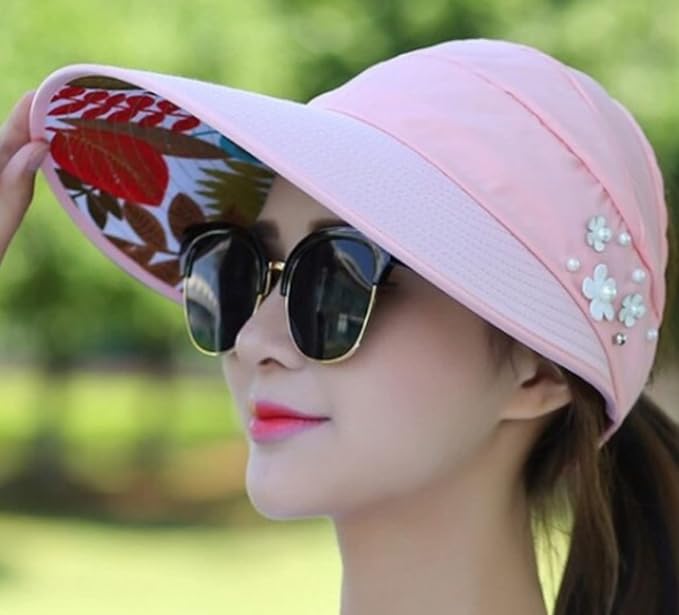 Sun Visor Hats for Women UV Protection Wide Brim Summer Cap for Girls Hat UV Protection Breathable Casual Beach Hat, Sun Protection Cap