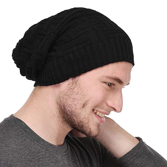 Cap for Men Women Skull Slouchy Winter Woolen Knitted Inside Fur Men's Caps