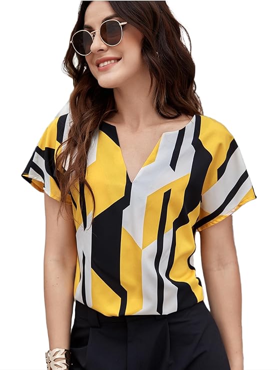 Women's Casual Regular Sleeves Printed Top,Multicolor