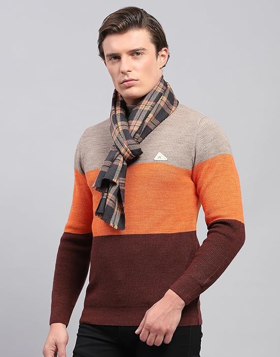 Mens Multi color Self Design Muffler