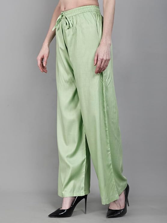 Women's and Girls Viscose Rayon Regular Fit Palazzo Pants Mint Green
