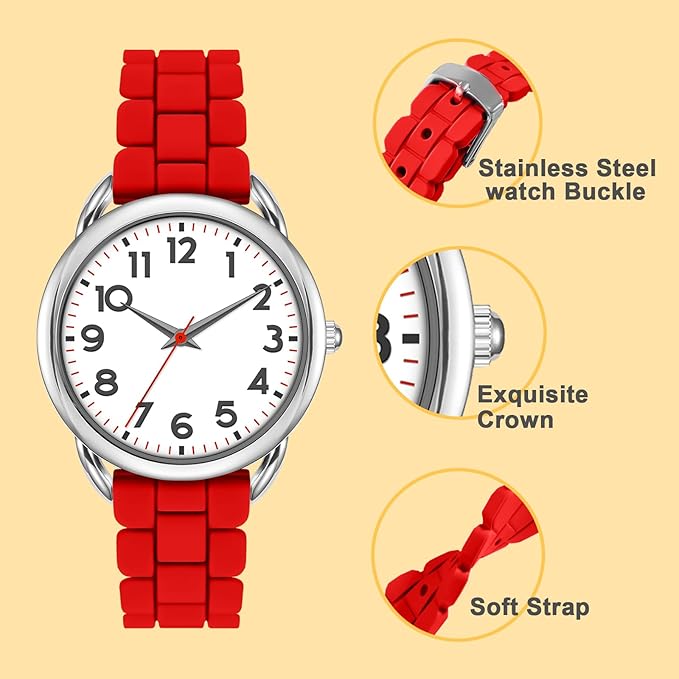 36MM Women's Watch - Comfortable Silicone Band, 3ATM Water Resistant, Scratch Resistant, Accurate Japanese Quartz - Stylish & Reliable,Women's Wrists Large Face Watch Easy to Read