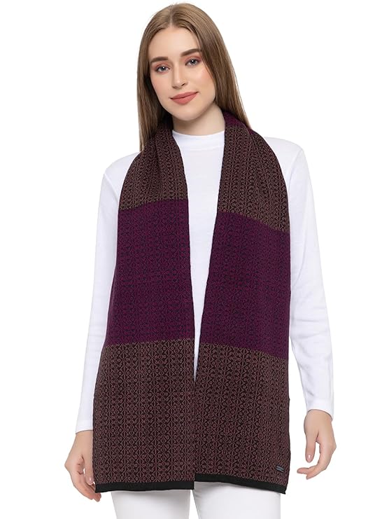 Women's Acrylic Woolen Color Block Casual Warm Winter Wear Muffler
