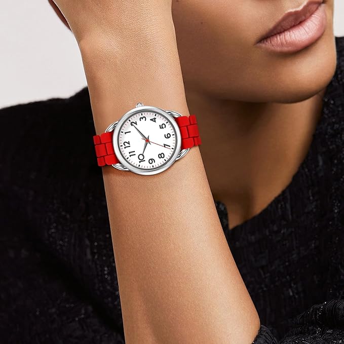36MM Women's Watch - Comfortable Silicone Band, 3ATM Water Resistant, Scratch Resistant, Accurate Japanese Quartz - Stylish & Reliable,Women's Wrists Large Face Watch Easy to Read