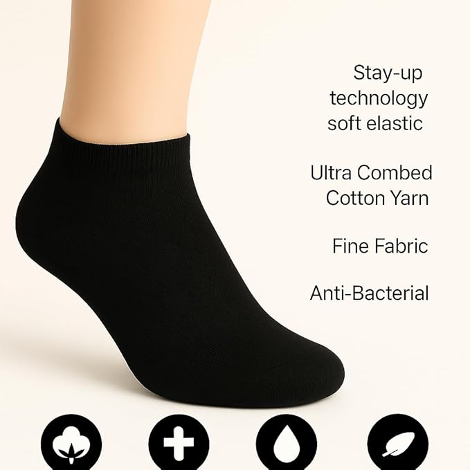 Unisex Cotton Men And Women Solid Ankle Length Multicolor Socks