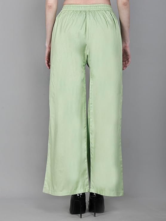 Women's and Girls Viscose Rayon Regular Fit Palazzo Pants Mint Green