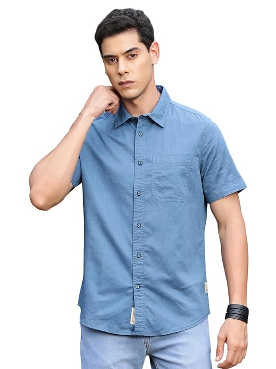 Men's | Solid | Half Sleeve | Regular Fit | 100% Cotton | Spread Collar | Casual Shirt
