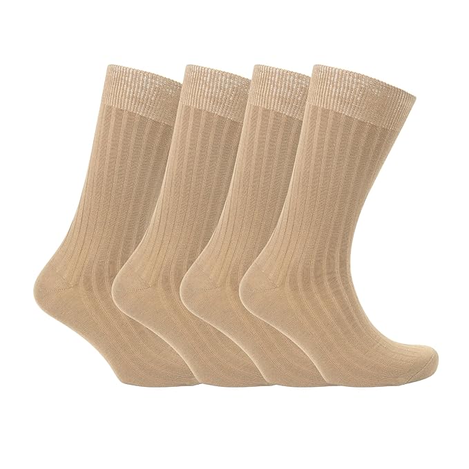 Men's Beige Knitted Crew Socks