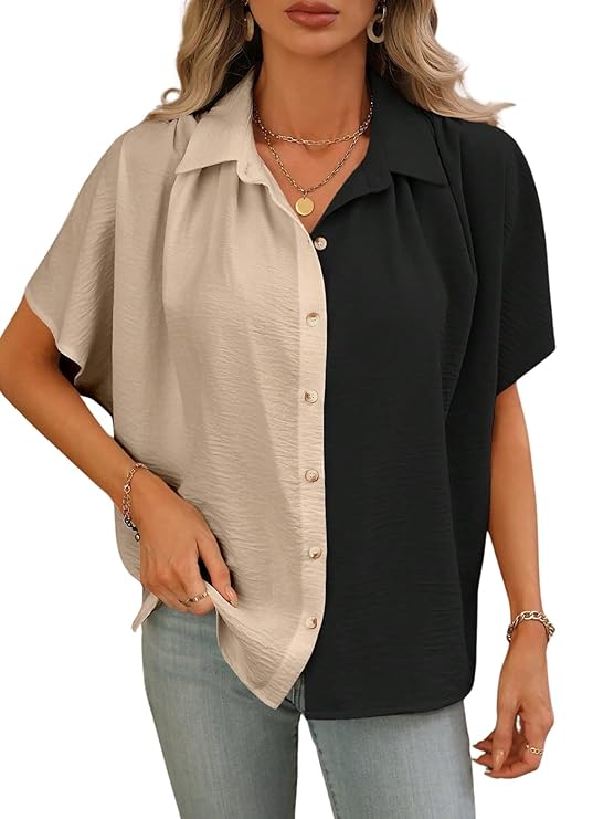 Oversized Shirt for Women – Korean Casual Short Sleeve Loose Fit Top | Plus Size Summer Wear for Girls & Women