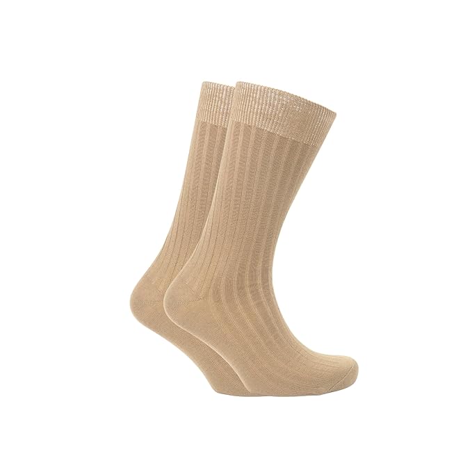 Men's Beige Knitted Crew Socks