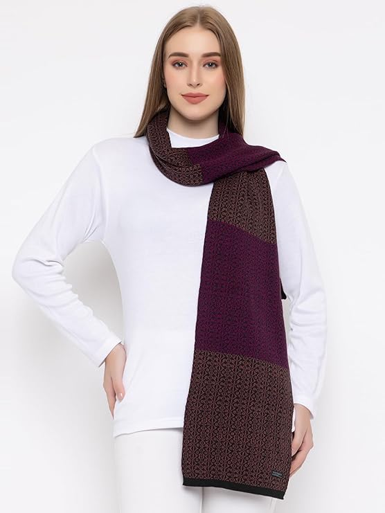 Women's Acrylic Woolen Color Block Casual Warm Winter Wear Muffler