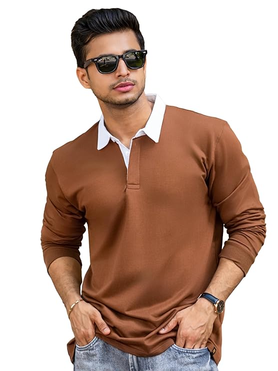 Mens || Solid || Polo Neck || Full Sleeve || Cotton || Tshirt