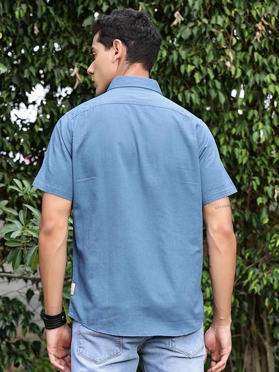 Men's | Solid | Half Sleeve | Regular Fit | 100% Cotton | Spread Collar | Casual Shirt