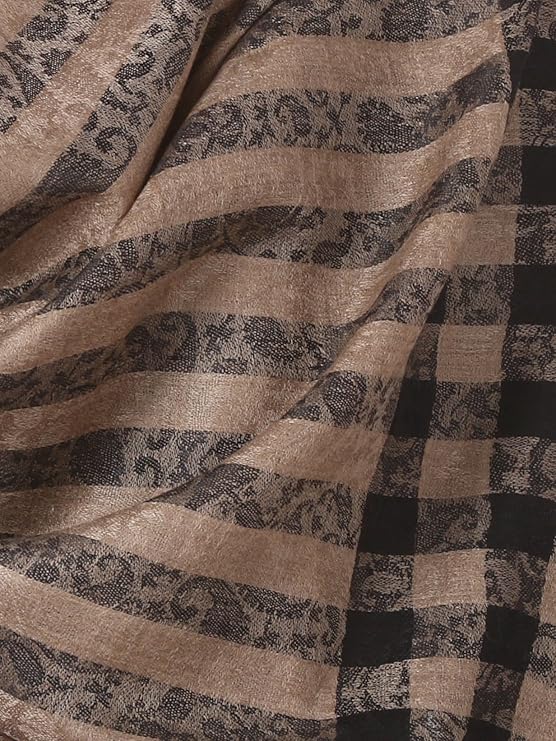 Woven Mens Wool Stole, Check-Stipe Design, Mens Muffler, Warm Cashmere Feel