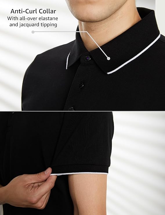 Men's Cotton Stretch Solid Polo T-Shirt