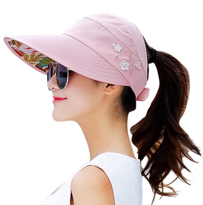 Sun Visor Hats for Women UV Protection Wide Brim Summer Cap for Girls Hat UV Protection Breathable Casual Beach Hat, Sun Protection Cap