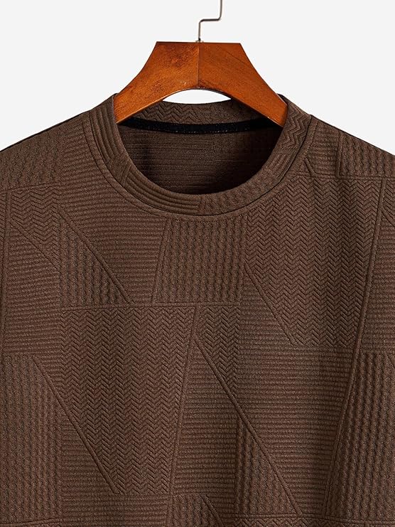 T Shirt for Men Cotton | Textured Oversized Fit Men t-Shirt | Round Neck Half Sleeve Men t-Shirt
