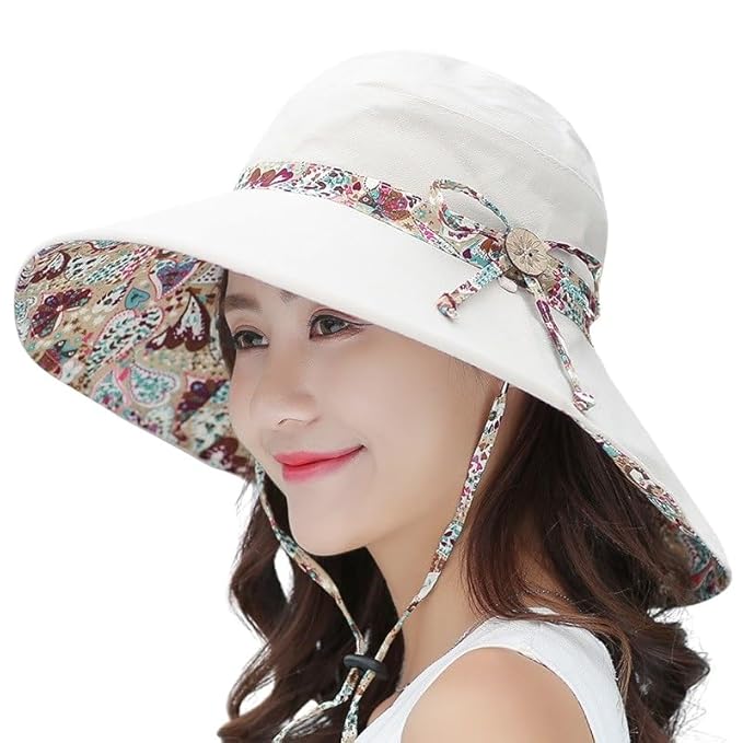 Beige Round Reversible Designer Sunvisor Hat for Women