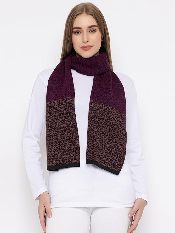 Women's Acrylic Woolen Color Block Casual Warm Winter Wear Muffler