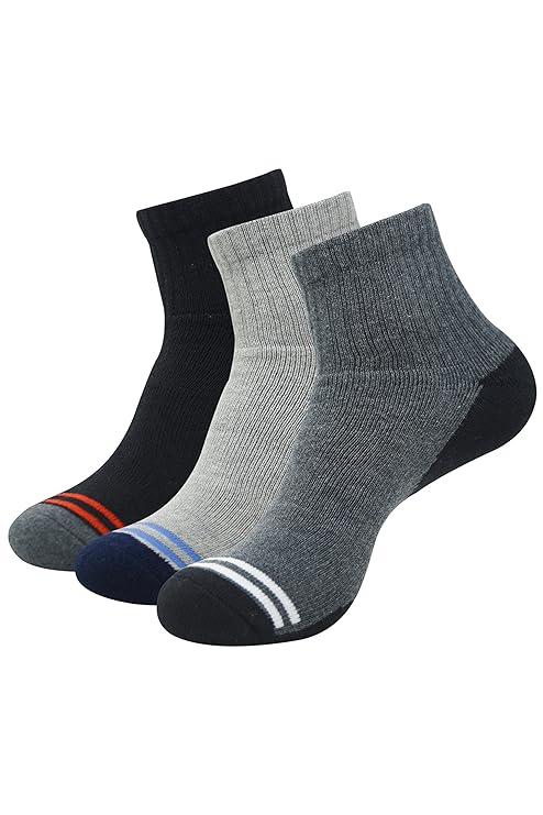 SocksXpress Men's Cushioned Ankle Length Sports/Gym Socks|Made With Cotton & Spandex- Pack Of 3|Thick/Terry/Towel High Ankle Socks For Men