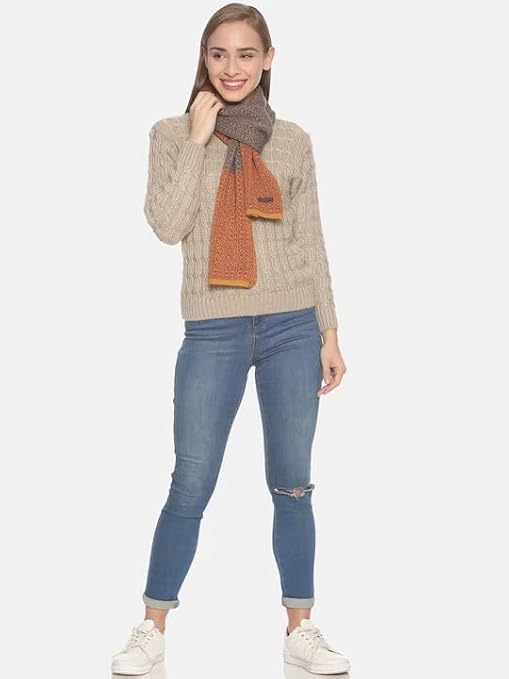 Women's Acrylic Woolen Color Block Casual Warm Winter Wear Muffler