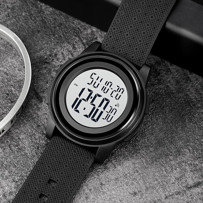 Polyurethane Men Digital Sports Watch, Ultra-Thin Military Waterproof Wrist Watches for Men