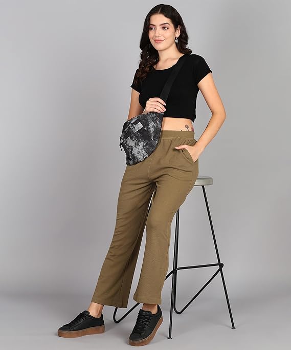 Clothing Women's Straight Fit Mid Rise Solid Stretch Waffle Straight Pants