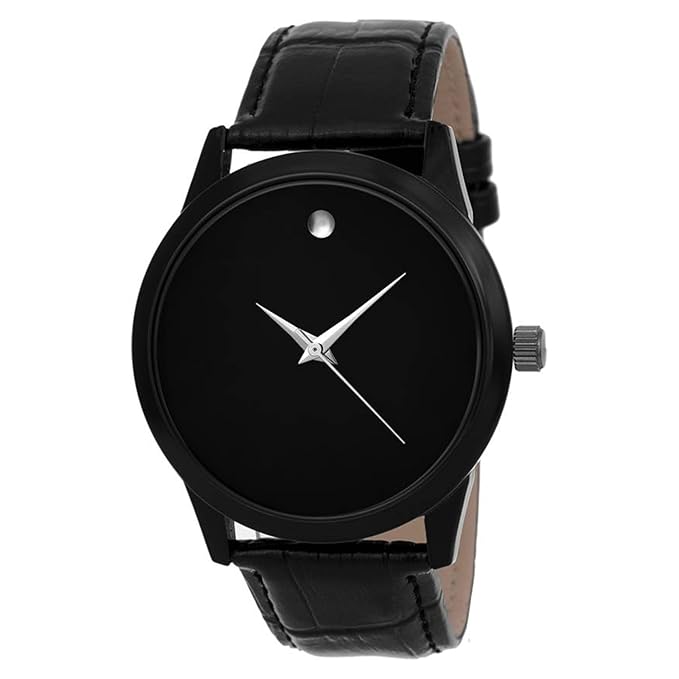 Attractive Lighting ColouredBlack Dial and Strap Analog Watch for Men