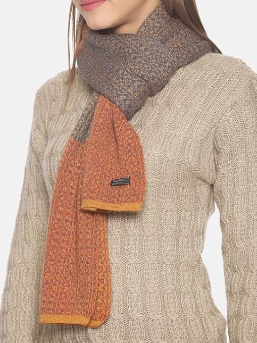 Women's Acrylic Woolen Color Block Casual Warm Winter Wear Muffler