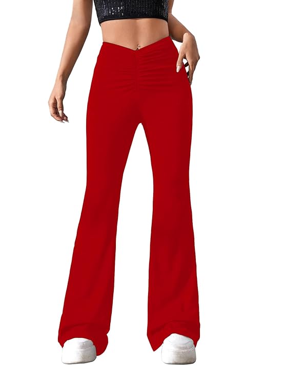 Women's Solid Gathering Front Skinny Trousers, Pant for Women