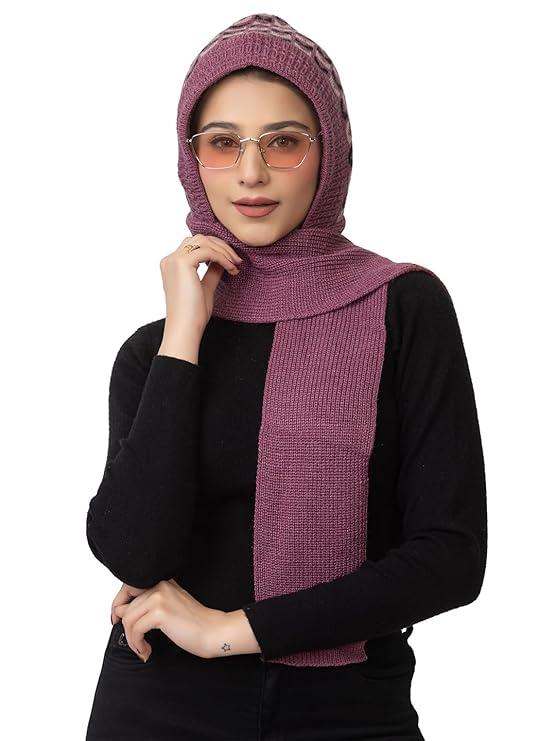 Women's Winter Woolen Warm Soft Knitted Designer Muffler Beanie Cap with Fleece
